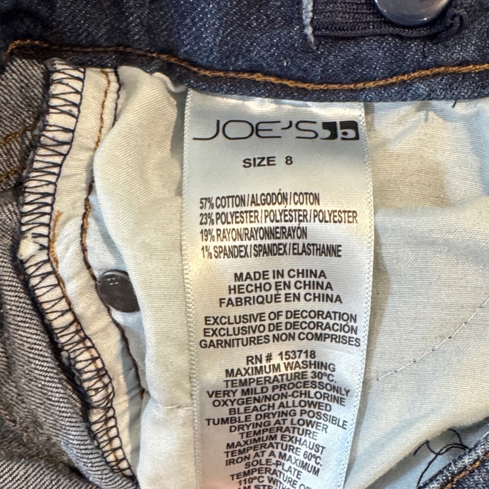 JOE’S JEANS Girls Size 8–Blue Frayed Hem Skinny Jeans - Picture 3 of 4